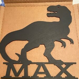 Personalized Black Dinosaur Wall Decor - Max